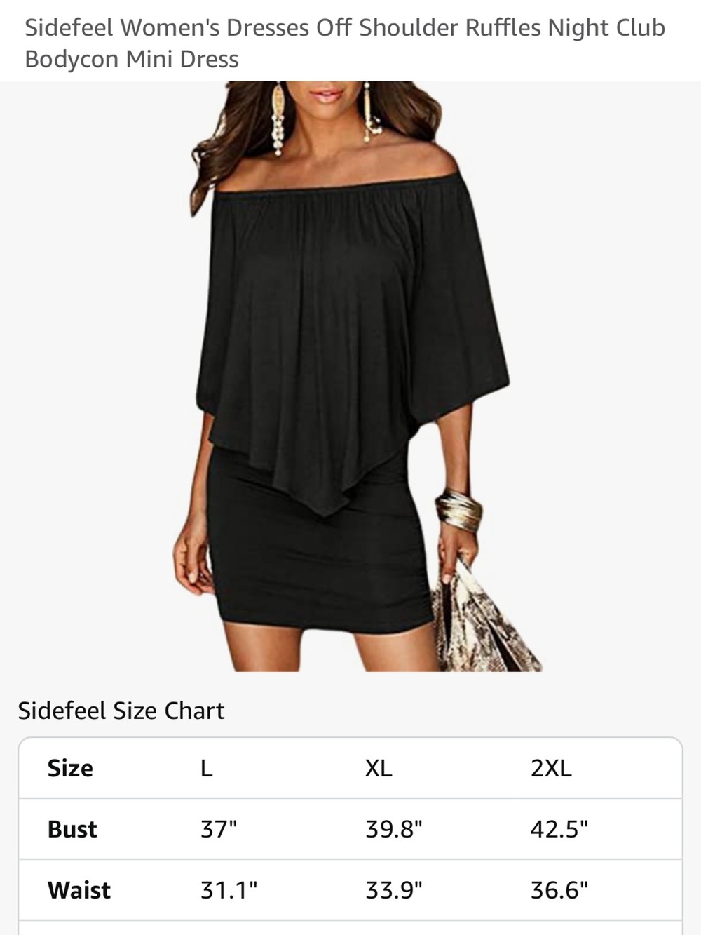 Sidefeel Off-Shoulder Ruffle Mini Dress in Black